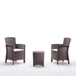 SET DE JARDIN 2 SILLONES MESA SERIE LIDO TERRACE TAUPE BICA