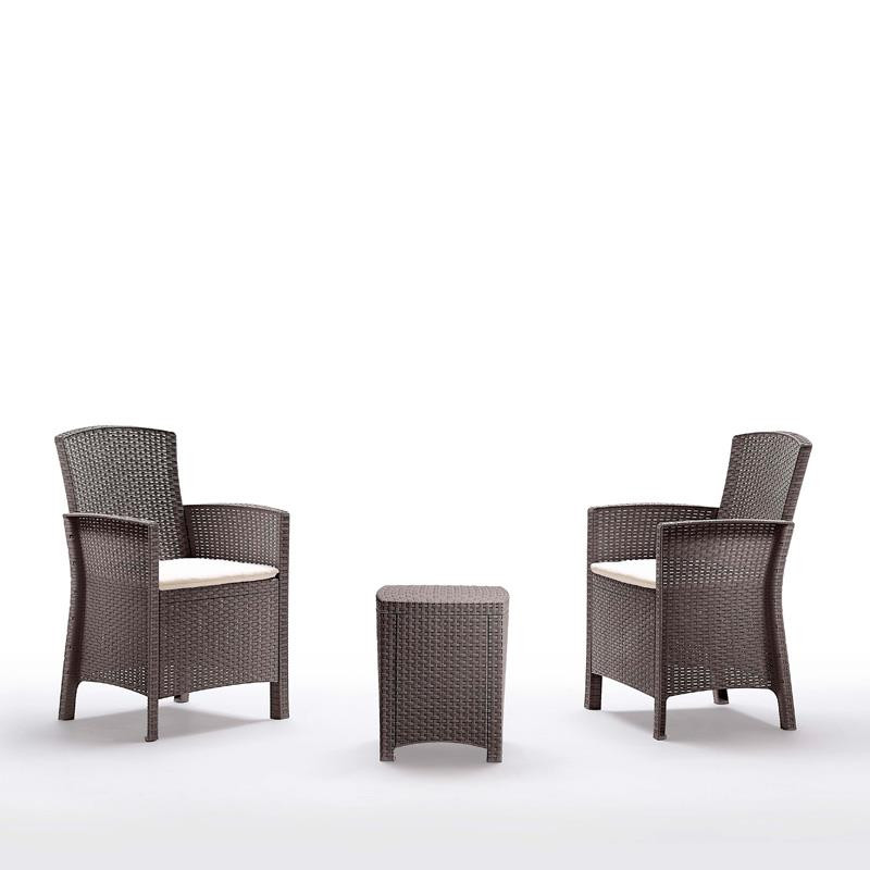 SET DE JARDIN 2 SILLONES MESA SERIE LIDO TERRACE TAUPE BICA
