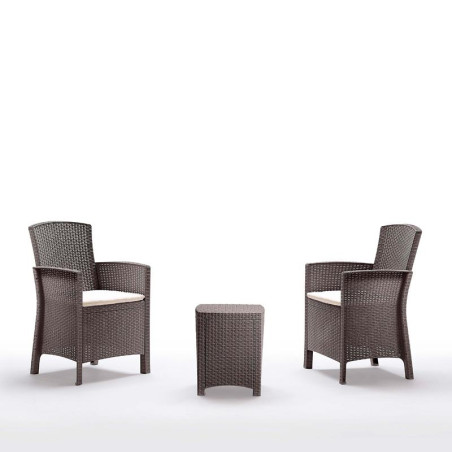SET DE JARDIN 2 SILLONES MESA SERIE LIDO TERRACE TAUPE BICA