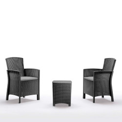 SET DE JARDIN 2 SILLONES MESA SERIE LIDO GRAPHITE BICA