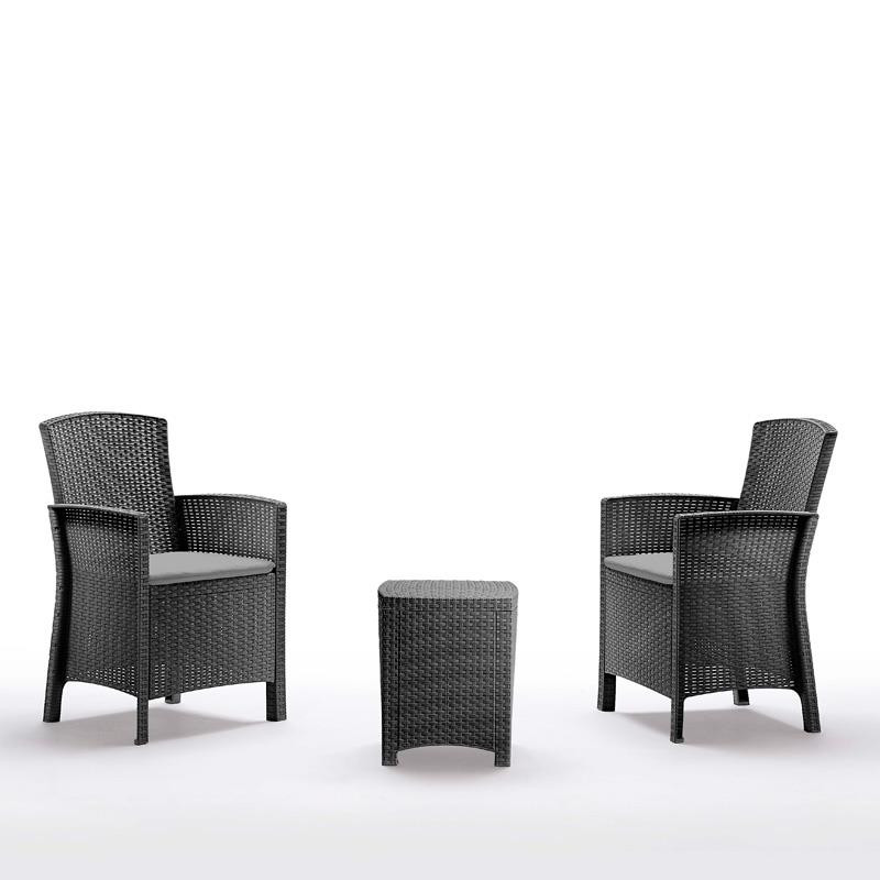 SET DE JARDIN 2 SILLONES MESA SERIE LIDO GRAPHITE BICA