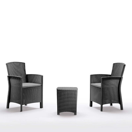 SET DE JARDIN 2 SILLONES MESA SERIE LIDO GRAPHITE BICA