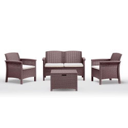 SET DE JARDIN 1 SOFA 2 SILLONES MESA SERIE VENEZIA BROWN BICA