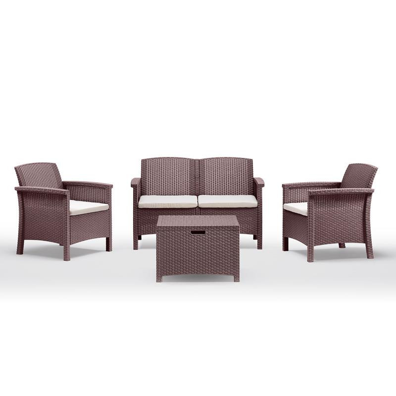 SET DE JARDIN 1 SOFA 2 SILLONES MESA SERIE VENEZIA BROWN BICA