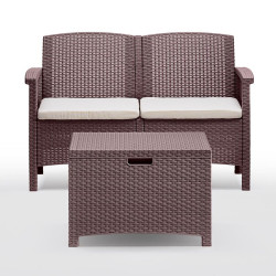 SET DE JARDIN 1 SOFA 2 SILLONES MESA SERIE VENEZIA BROWN BICA