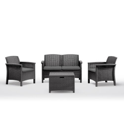 SET DE JARDIN 1 SOFA 2 SILLONES MESA SERIE VENEZIA 2 GRAPHITE BICA