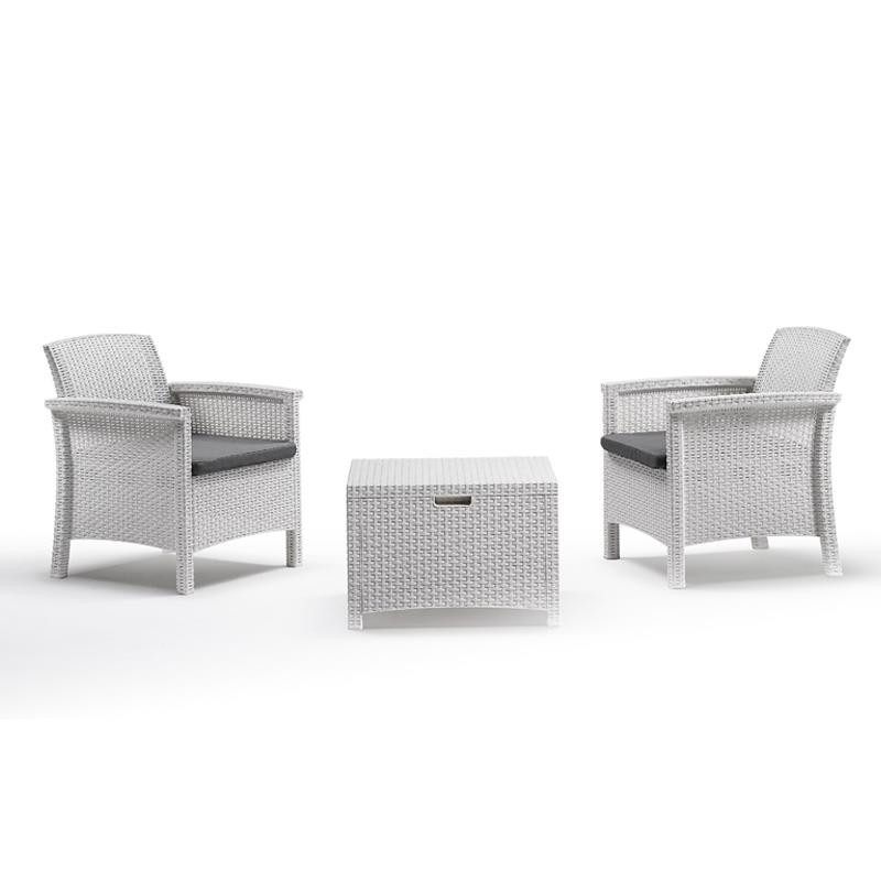 SET DE JARDIN 2 SILLONES MESA SERIE VENEZIA TERRACE WHITE BICA