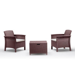 SET DE JARDIN 2 SILLONES MESA SERIE VENEZIA TERRACE BROWN BICA