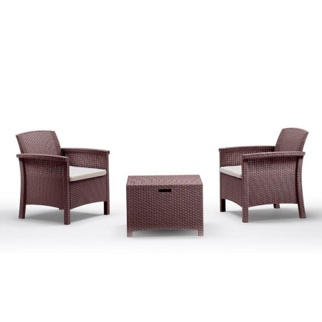 SET DE JARDIN 2 SILLONES MESA SERIE VENEZIA TERRACE BROWN BICA