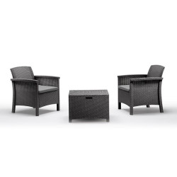 SET DE JARDIN 2 SILLONES MESA SERIE VENEZIA TERRACE GRAPHITE BICA