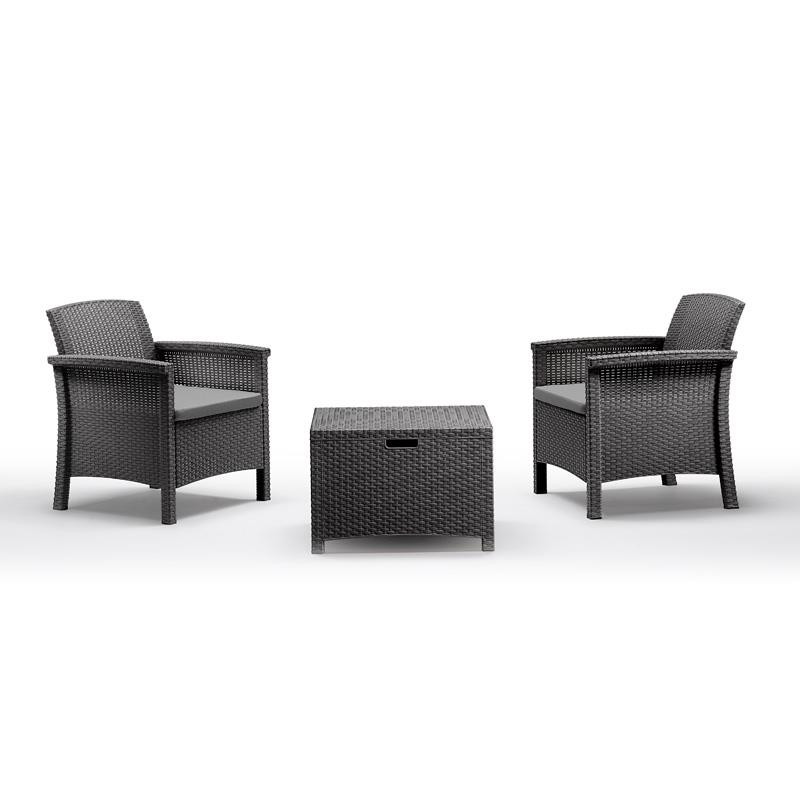 SET DE JARDIN 2 SILLONES MESA SERIE VENEZIA TERRACE GRAPHITE BICA