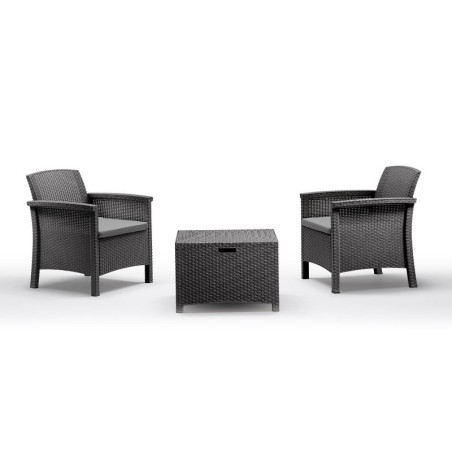 SET DE JARDIN 2 SILLONES MESA SERIE VENEZIA TERRACE GRAPHITE BICA