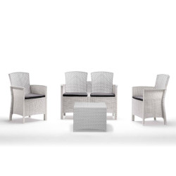 SET DE JARDIN 1 SOFA 2 SILLONES MESA SERIE LIDO 2 STORAGE WHITE BICA