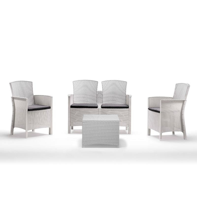 SET DE JARDIN 1 SOFA 2 SILLONES MESA SERIE LIDO 2 STORAGE WHITE BICA