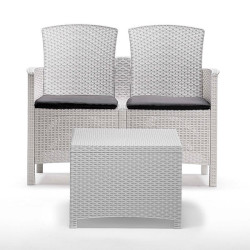 SET DE JARDIN 1 SOFA 2 SILLONES MESA SERIE LIDO 2 STORAGE WHITE BICA