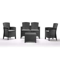 SET DE JARDIN 1 SOFA 2 SILLONES MESA SERIE LIDO 2 GRAPHITE BICA