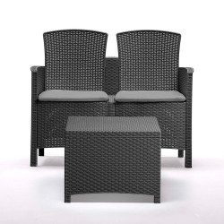 SET DE JARDIN 1 SOFA 2 SILLONES MESA SERIE LIDO 2 GRAPHITE BICA