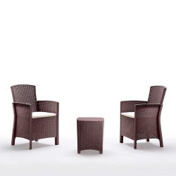 SET DE JARDIN 2 SILLONES MESA SERIE LIDO BROWN BICA