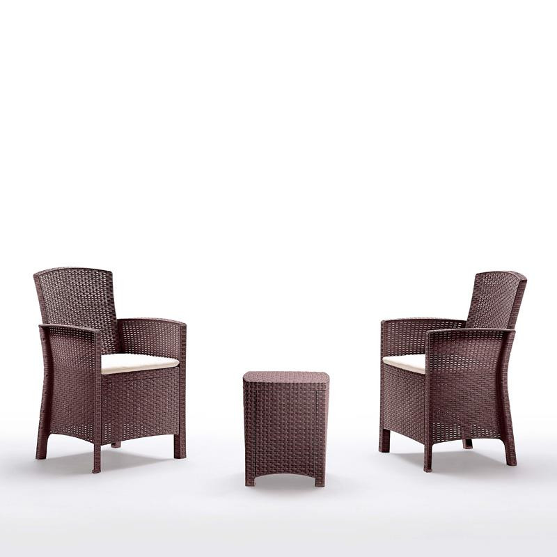 SET DE JARDIN 2 SILLONES MESA SERIE LIDO BROWN BICA
