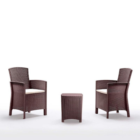 SET DE JARDIN 2 SILLONES MESA SERIE LIDO BROWN BICA