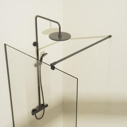 MAMPARA DUCHA NEGRA 1 HOJA CRISTAL FIJO SERIE MIAMI BENOTTI 195X70CM 8MM