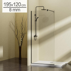 MAMPARA DUCHA NEGRA 1 HOJA CRISTAL FIJO SERIE MIAMI BENOTTI 195X120CM 8MM