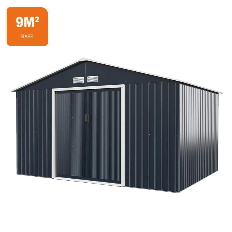 CASETA DE METAL PUERTAS CORREDERAS ANTRACITA AIRMEC 303x301x214 CM 9M2