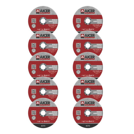 KIT DISCOS ABRASIVOS AICER 115X12X22 MM 10 PCS