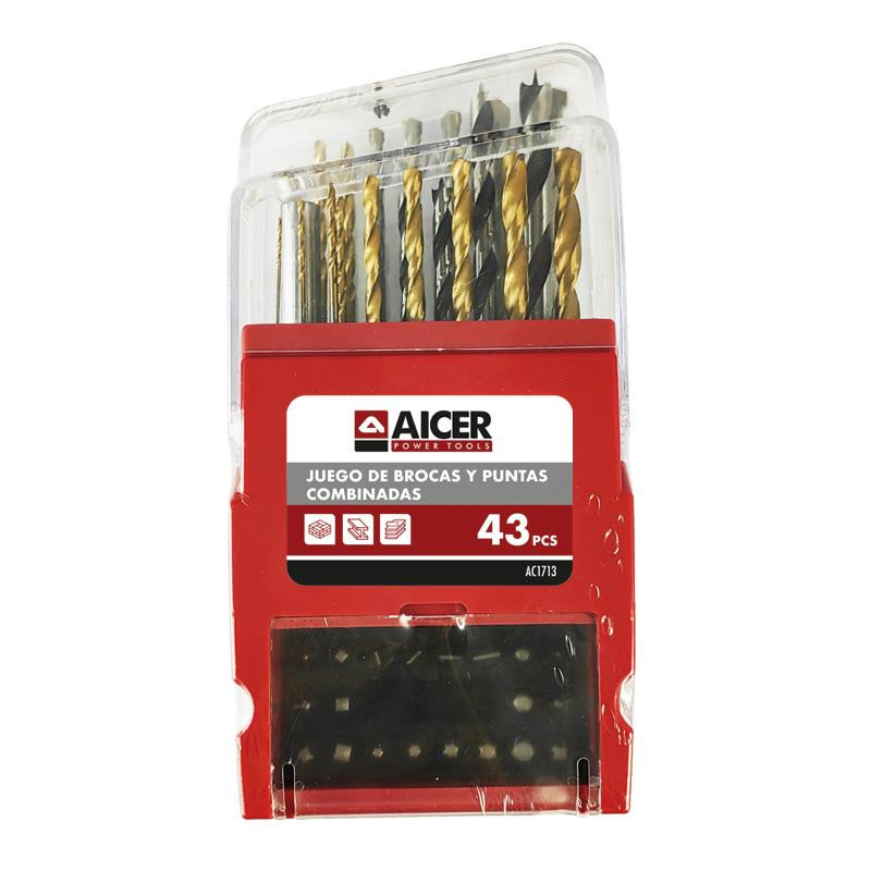 JUEGO BROCAS PUNTAS COMBINADAS AICER 43 PCS