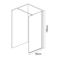 MAMPARA DUCHA PANEL 1 HOJA CRISTAL FIJO SERIE BOSTON BENOTTI 195X80CM 8MM