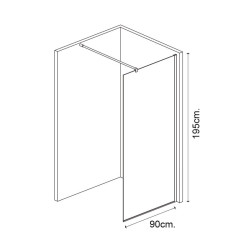 MAMPARA DUCHA PANEL 1 HOJA CRISTAL FIJO SERIE BOSTON BENOTTI 195X90CM 8MM