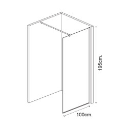 MAMPARA DUCHA PANEL 1 HOJA CRISTAL FIJO SERIE BOSTON BENOTTI 195X100 8MM