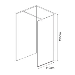 MAMPARA DUCHA PANEL 1 HOJA CRISTAL FIJO SERIE BOSTON BENOTTI 195X110 8MM