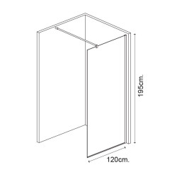 MAMPARA DUCHA PANEL 1 HOJA CRISTAL FIJO SERIE BOSTON BENOTTI 195X120 8MM