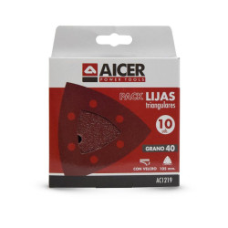 PACK 10 LIJAS TRIANGULARES 105X105MM GR40 AICER