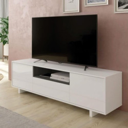 MUEBLE TV ZAIRA BLANCO BRILLO GRIS CENIZA MOMI