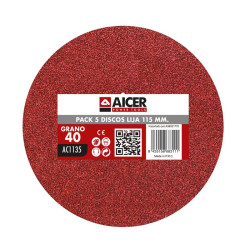 PACK 5 LIJA 115MM GR40 AICER