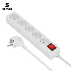 BASE MULTIPLE 5 TOMAS INTERRUPTOR 3X15mm VOLTEN