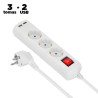 BASE MULTIPLE 3 TOMAS INTERRUPTOR 2USB 3X15mm VOLTEN
