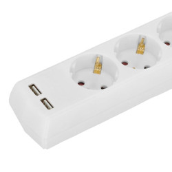 BASE MULTIPLE 3 TOMAS INTERRUPTOR 2USB 3X15mm VOLTEN