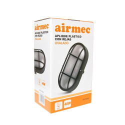 APLIQUE PLASTICO OVALADO CON REJAS 40W E27 AIRMEC