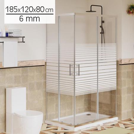 MAMPARA DUCHA RECTANGULAR RAYADA BENOTTI 185X120X80CM 6MM