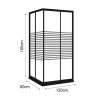 MAMPARA DUCHA RECTANGULAR RAYADA BENOTTI 185X120X80CM 6MM