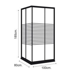 MAMPARA DUCHA RECTANGULAR RAYADA BENOTTI 185X100X80CM 6MM