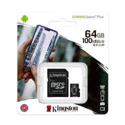 TARJETA MICROSD HC 64GB ADAPTADOR CANVAS SELECT PLUS CLASE 10 KINGSTON