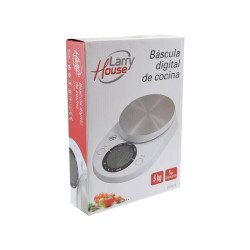 BASCULA DE COCINA DIGITAL 5 KGS CON PLATAFORMA ACERO INOXIDABLE LARRYHOUSE