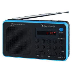 RADIO PORTATIL 14W RMS AM FM 70 PRESINTONIAS NEGRO CON AZUL SUNSTECH