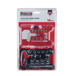 JUEGO DESTORNILLADOR CHICHARRA EN T 18 PCS PAMACON