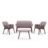 SET SALON SOFA 2 SILLAS Y MESA SERIE LUXOR BROWN BICA