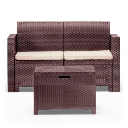 SET DE JARDIN 1 SOFA 2 SILLONES MESA SERIE NEBRASKA 2 BROWN BICA